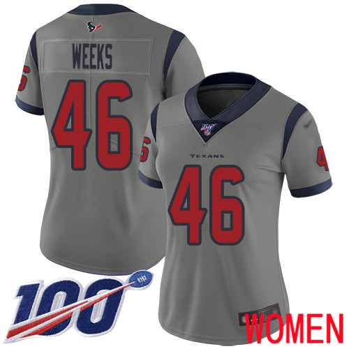 Houston Texans Limited Gray Women Jon Weeks Jersey NFL Football #46 100th Season Inverted Legend->houston texans->NFL Jersey